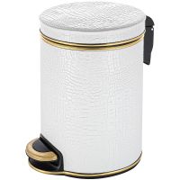 Ведро для мусора Geralis V-KWG-B Croco Белое, кант Золото, 5 л — фото 1, Мусорные ведра