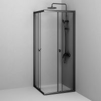 Душевой уголок AM.PM Sunny 80х80 W87G-403-8080-BT профиль Черный матовый стекло прозрачное — фото 2, Квадратные душевые уголки