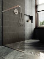 Душевая перегородка Maybah Glass MGD-722-5у 690x1950 в узком профиле Хром матовый стекло бронзовое матовое — фото 6, Душевые перегородки