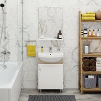 Товар: Тумба под раковину Onika Эко 52.10 105207 Белая Дуб сонома - фото 3 Тумба под раковину Onika Эко 52.10 105207 Белая Дуб сонома — фото 3, Тумбы под раковину