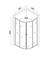 Душевой уголок Orange E01-100TB/G 100x100 профиль Черный стекло прозрачное — фото 7, Душевые уголки четверть круга