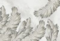 Фреска Ortograf Levity 33367 Фактура флок FLK Флизелин (4*2,7) Серый, Перья — фото 2, Фрески