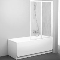 Шторка на ванну Ravak Behappy VS2 105 796M010041 профиль Белый витраж пластик Rain — фото 2, Складные шторки для ванной