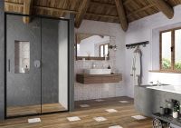 Душевая дверь Ravak Blix Slim BLSDP2-110 X0PMD0300Z1 профиль Черный матовый стекло Transparent — фото 3, Раздвижные душевые двери