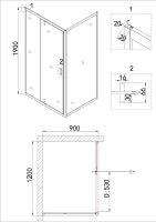 Душевой уголок Niagara Nova 120х90 NG-43-12AG-A90G профиль Холодное золото стекло прозрачное — фото 5, Душевые уголки