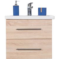 Тумба с раковиной Orange Бриз 60 Br-60TUW+Ra подвесная Дуб Белая — фото 1, Тумбы с раковиной