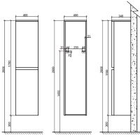 Шкаф пенал BelBagno Energia-N 40 L ENERGIA-N-1700-2A-SC-BL-L подвесной Bianco Lucido — фото 6, Пеналы для ванной комнаты