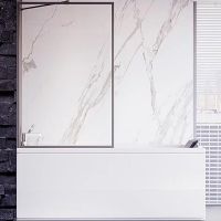 Шторка на ванну Veconi Palau 90 PL85GR-90-01-C7 профиль Брашированный графит стекло прозрачное — фото 2, Неподвижные шторки для ванной