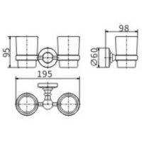 Стакан для зубных щеток CeramaLux Caps 51303 двойной Хром — фото 2, Мыльницы