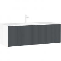 Тумба с раковиной Orka Cube 120 3000381 подвесная Антрацит матовый Белая — фото 1, Тумбы с раковиной