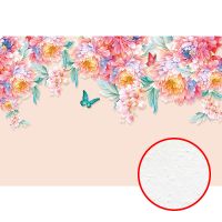 Фреска Ortograf Цветы 33761 Фактура бархат FX Флизелин (4*2,7) Розовый/Разноцветный, Цветы/Бабочки — фото 1, Фрески