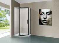 Душевой уголок Vincea Stresa 100х100 VSP-1S100CLGM профиль Вороненая сталь стекло прозрачное — фото 3, Душевые уголки трапеция