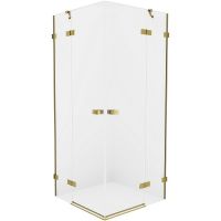 Душевой уголок New Trendy Avexa Gold 80х80 EXK-1776 профиль Брашированное золото стекло прозрачное — фото 1, Душевые уголки