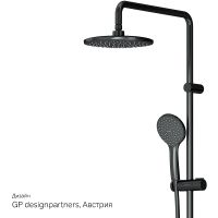 Комплект душевого уголка с душевой системой и аксессуарами AM.PM Gem 90x90 WK90EN профиль Черный матовый стекло прозрачное — фото 19, Душевые уголки четверть круга