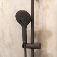 Комплект душевого уголка с душевой системой и аксессуарами AM.PM Gem 90x90 WK90EN профиль Черный матовый стекло прозрачное — фото 5, Душевые уголки четверть круга