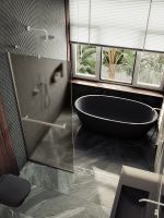 Душевая перегородка Maybah Glass MGD-722-5у 690x1950 в узком профиле Хром матовый стекло бронзовое матовое — фото 5, Душевые перегородки