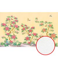 Фреска Ortograf Flora 31111 Фактура бархат FX Флизелин (4,5*2,7) Желтый/Розовый/Зеленый, Деревья/Цветы/Птицы — фото 1, Фрески