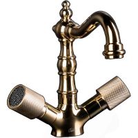 Смеситель для раковины Boheme Royal Cristal 292-Royal/CRSTblack Золото — фото 1, Смесители