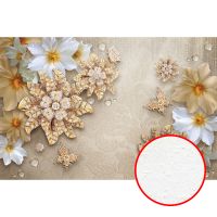 Фреска Ortograf 3D 6666 Фактура бархат FX Флизелин (3,35*2,2) Бежевый/Золото, Цветы арт-6666 (бархат FX) — фото 1, Фрески