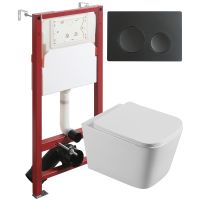 Комплект унитаза с инсталляцией Agger ATI04100+APB144 с сиденьем Микролифт и Черной матовой клавишей смыва — фото 1, Комплекты унитаз + инсталляция