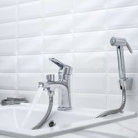 Смеситель для раковины Ростовская Мануфактура Сантехники SL141-001F-1 с гигиеническим душем Хром — фото 3, Смесители