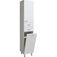 Шкаф пенал Runo Эконом 40 R 00000000134 с бельевой корзиной Белый — фото 1, Пеналы для ванной комнаты