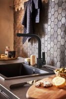 Смеситель для кухни GPD Pedra Colored MTE160-S Черный матовый — фото 2, Смесители