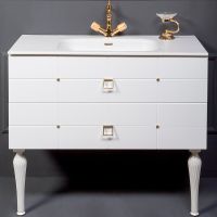 Тумба под раковину Boheme Armadi Art Vallessi Avangarde Piazza 100 841-100-WG подвесная Белая Золото — фото 2, Мебель для ванной