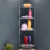 Полка корзина Tekno-tel ES059 угловая Серебро — фото 2, Полки для ванной и душа