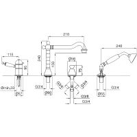 Смеситель на борт ванны Migliore Oxford 19127 с термостатом Хром — фото 2, Смесители на борт ванны