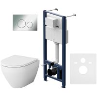 Комплект унитаза с инсталляцией AM.PM Spirit V2.0 FlashClean IS49051.701700 с сиденьем Микролифт и клавишей смыва Хром — фото 1, Комплекты унитаз + инсталляция