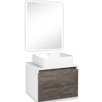 Тумба под раковину Runo Бари 60 00-00001378 подвесная Железный камень Белая — фото 21, Тумбы под раковину