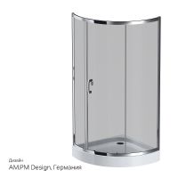 Душевой уголок AM.PM Like Solo Slide 90x90 W83G-315-090CG64 профиль Хром матовый стекло тонированное — фото 11, Душевые уголки четверть круга