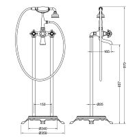 Смеситель для ванны Timo Nelson 1900/03Y-CR Черный — фото 2, Смесители напольные