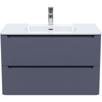 Тумба с раковиной Iddis Edifice 80 EDI80D0i95K подвесная Темно-серая — фото 1, Тумбы с раковиной