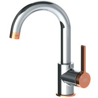 Смеситель для раковины GPD Gildo MTL165-K-R Хром Розовое золото — фото 1, Смесители