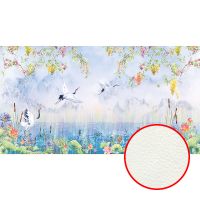 Фреска Ortograf Flora 31259 Фактура флок FLK Флизелин (5*2,7) Фиолетовый/Разноцветный, Птицы/Цветы — фото 1, Фрески