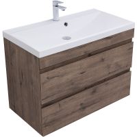 Тумба под раковину Aquanet Нота New 90 334193 подвесная Дуб веллингтон табак — фото 2, Тумбы под раковину