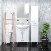 Зеркало со шкафом Runo Севилья 60 R 00000000790 с подсветкой Белое — фото 3, Зеркальные шкафы в ванную