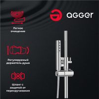 Товар: Душевая система Agger Slim A2291200 Хром - фото 7 Душевая система Agger Slim A2291200 Хром — фото 7, Душевые стойки
