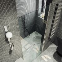 Душевая дверь Maybah Glass MGD-447-5 800x1980 на монопетле Хром матовый стекло прозрачное — фото 4, Душевые двери в нишу