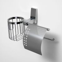 Держатель туалетной бумаги и освежителя воздуха WasserKRAFT Lopau K-6059 с крышкой Хром — фото 2, Держатели туалетной бумаги