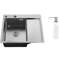 Кухонная мойка Ростовская Мануфактура Сантехники 58 MRK-5851BL-L Темный графит — фото 4, Кухонные мойки