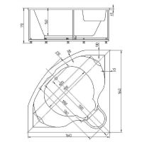 Акриловая ванна Aquatek Сириус 164х164 SIR164-0000006 с гидромассажем с фронтальной панелью с каркасом (разборный) со слив-переливом — фото 3, Ванны