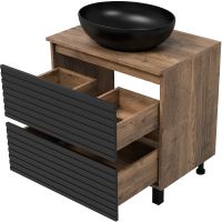 Товар: Тумба под раковину Brevita Dakota 70 DAK-07070-19/02-2Я Черный кварц Дуб Галифакс олово - фото 3 Тумба под раковину Brevita Dakota 70 DAK-07070-19/02-2Я Черный кварц Дуб Галифакс олово — фото 3, Мебель для ванной