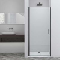 Душевая дверь Vincea Alpha 90 VDP-3AL900CLGM профиль Вороненая сталь стекло прозрачное — фото 1, Распашные душевые двери