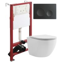 Комплект унитаза с инсталляцией Agger ATI03100+APB144 с сиденьем Микролифт и Черной матовой клавишей смыва — фото 1, Комплекты унитаз + инсталляция