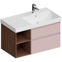 Тумба под раковину Kerama Marazzi Cubo 90 R CUB.90.2Rh\MAL.N подвесная Мальва матовый Структурированный орех — фото 1, Мебель для ванной