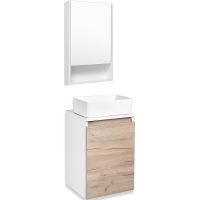 Тумба под раковину Runo Бари 40 00-00001372 подвесная Крафт дуб Белая — фото 7, Тумбы под раковину