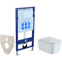 Комплект унитаза с инсталляцией Aquatek Set Aquatek Либра N cm с сиденьем Микролифт — фото 1, Комплекты унитаз + инсталляция